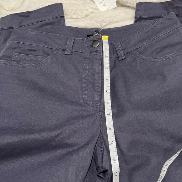 NWT $158 Eileen Fisher Small Purple Grey Clam Digger Cropped Zip Hem Luxe Pants - Picture 8 of 10